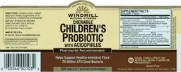 Label for Chewable Children's Probiotic With Acidophilus