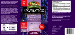 Label for Resveratrox Red Grape Skin Antioxidant Drink