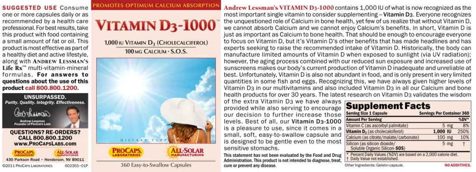 Label for Vitamin D3-1000