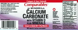 Label for Calcium Carbonate With Vitamin D Plus Minerals