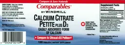 Label for Calcium Citrate Petite Plus D3