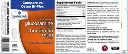 Label for Glucosamine 1500 mg Chondroitin MSM 1288 mg