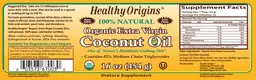 Label for Organic Extra Virgin Coconut Oil