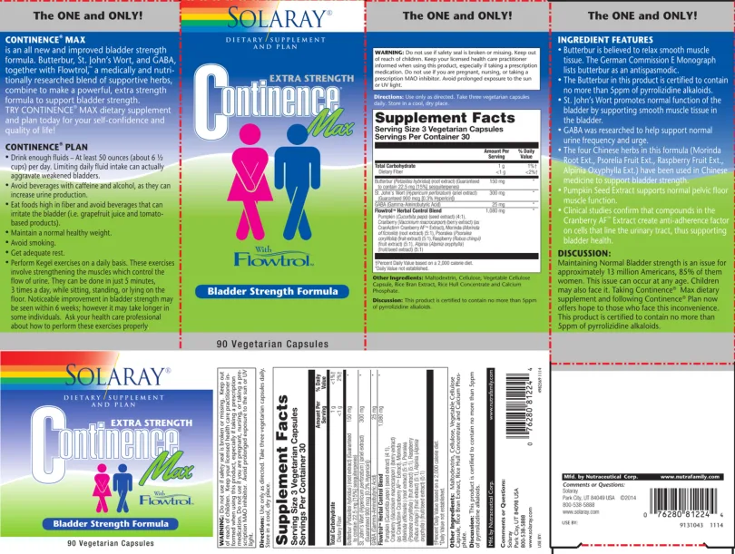 Label for Extra Strength Continence Max