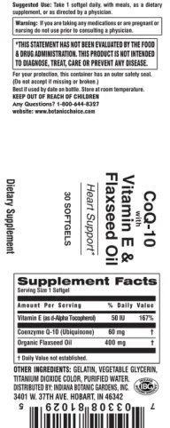Label for CoQ-10 With Vitamin E & Flaxseed Oil