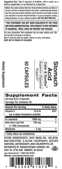 Label for Stomach Acid Calm & Soothe