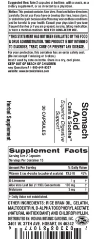 Label for Stomach Acid Calm & Soothe