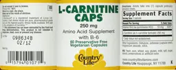 Label for L-Carnitine Caps 250 mg