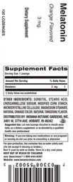 Label for Melatonin 3 mg Orange Flavored