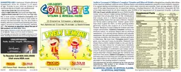 Label for Children's Complete Vitamin & Mineral Drink Lively Lemon!