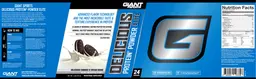 Label for Delicious Protein Powder Elite Delicious Cookies & Cream Shake