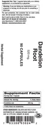 Label for Dandelion Root 520 mg