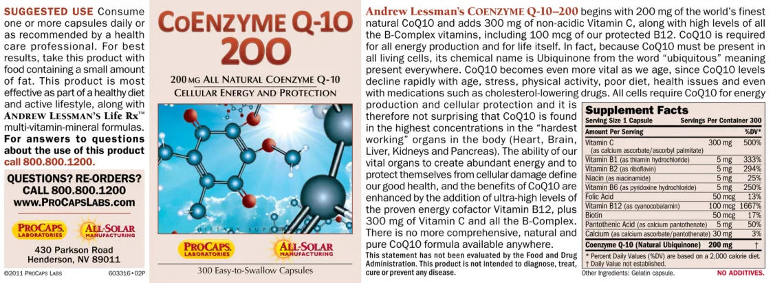Label for CoEnzyme Q10-200