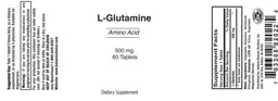 Label for L-Glutamine 500 mg