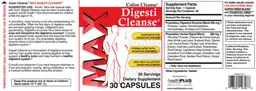 Label for Max Colon Cleanse Digesti Cleanse