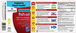 Label for Enteric Regular Strength Fish Oil 600 mg softgels 300 mg Omega-3