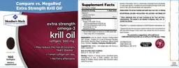 Label for Extra Strength Omega-3 Krill Oil Softgels, 500 mg