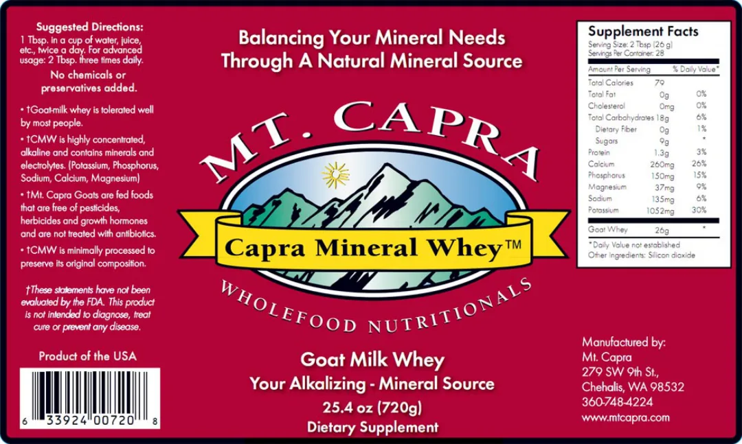 Label for Capra Mineral Whey