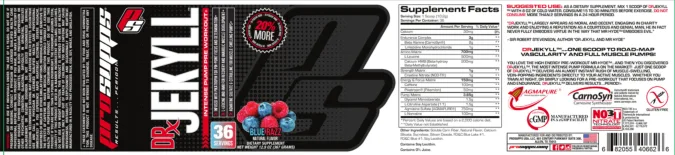 Label for Dr. Jekyll Blue Razz