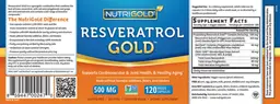 Label for Resveratrol Gold 500 mg