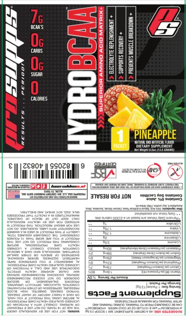 Label for HydroBCAA Pineapple