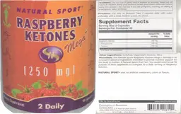 Label for Raspberry Ketones Mega+ 250 mg
