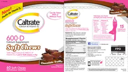 Label for 600+D Soft Chews Chocolate Truffle