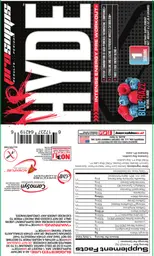 Label for Mr Hyde Intense Energy Pre Workout Blue Razz
