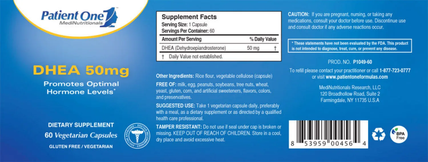 Label for DHEA 50 mg