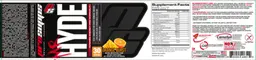 Label for Mr Hyde Intense Energy Pre Workout Mango Orange Burst