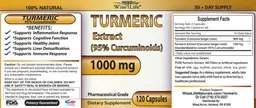 Label for Turmeric Extract 1000 mg