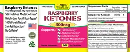 Label for Raspberry Ketones 500 mg