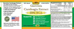 Label for Garcinia Cambogia Extract