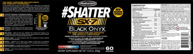 Label for #Shatter SX-7 Black Onyx Icy Rocket Freeze