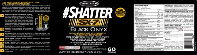 Label for #Shatter SX-7 Black Onyx Fruit Punch Explosion