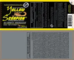 Label for Yellow Scorpion W/ 25 mg Ephedra Extract