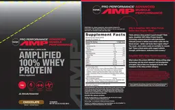 Label for Amplified 100% Whey Protein Chocolate