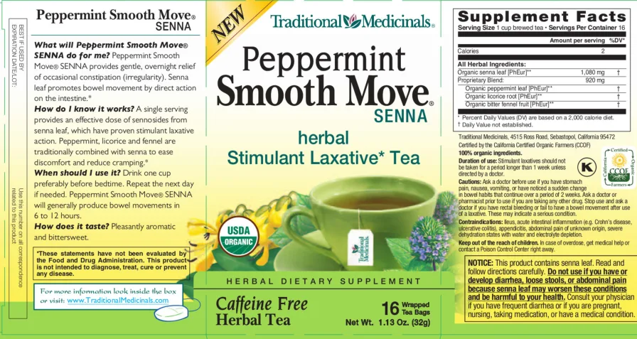 Label for Peppermint Smooth Move Senna
