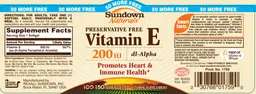 Label for Vitamin E 200 IU