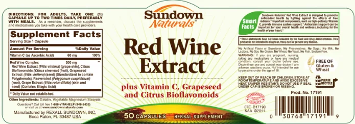 Label for Red Wine Extract