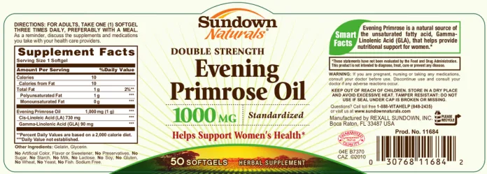 Label for Evening Primrose Oil 1000 mg