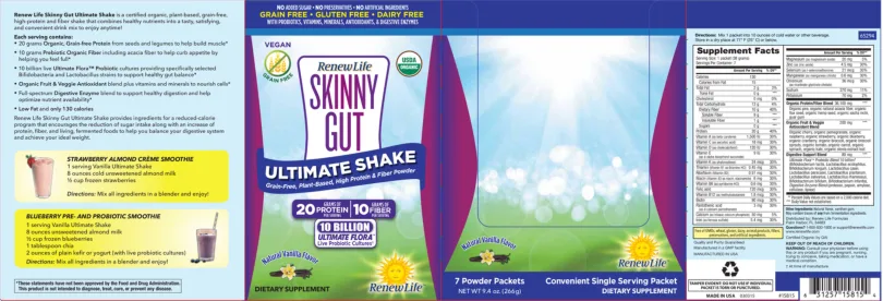 Label for Skinny Gut Ultimate Shake Natural Vanilla Flavor