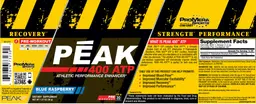 Label for Peak 400 ATP Blue Raspberry