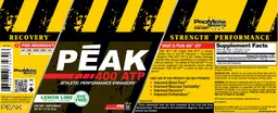 Label for Peak 400 ATP Lemon Lime