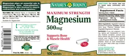 Label for Maximum Strength Magnesium 500 mg