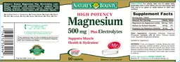 Label for High Potency Magnesium 500 mg Plus Electrolytes