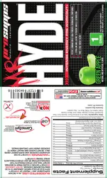 Label for Mr Hyde Intense Energy Pre Workout Green Apple