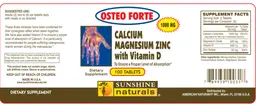 Label for Calcium Magnesium Zinc With Vitamin D 1000 mg
