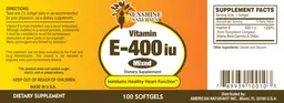Label for Vitamin E-400 IU