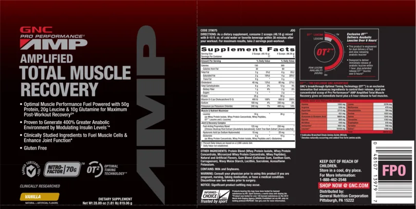 Label for Amplified Total Muscle Recovery Vanilla